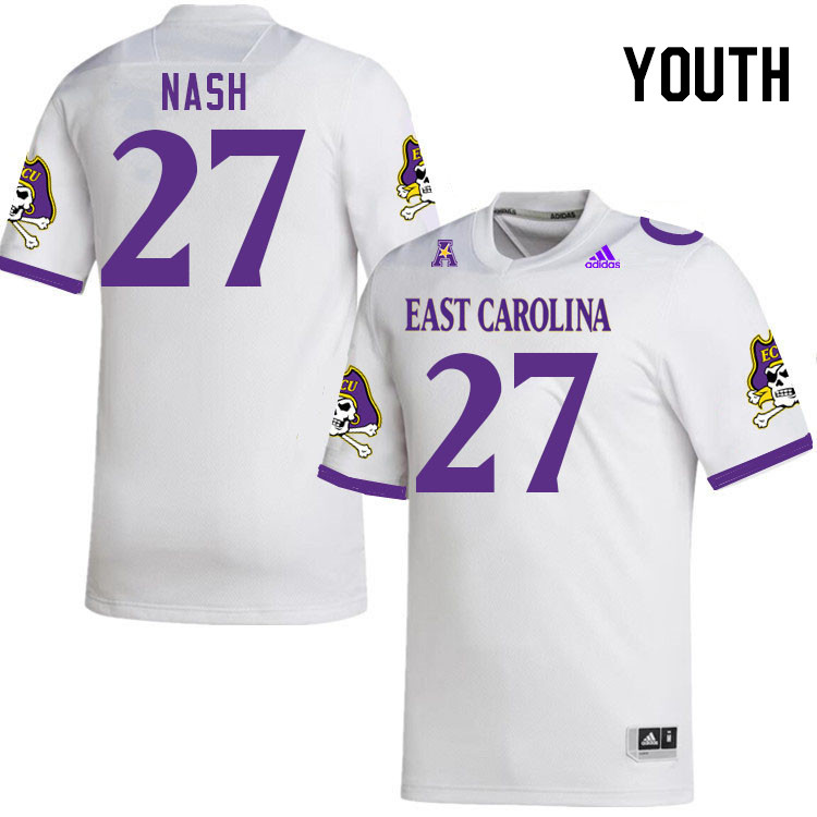 Youth #27 Dontavius Nash ECU Pirates 2023 College Football Jerseys Stitched-White